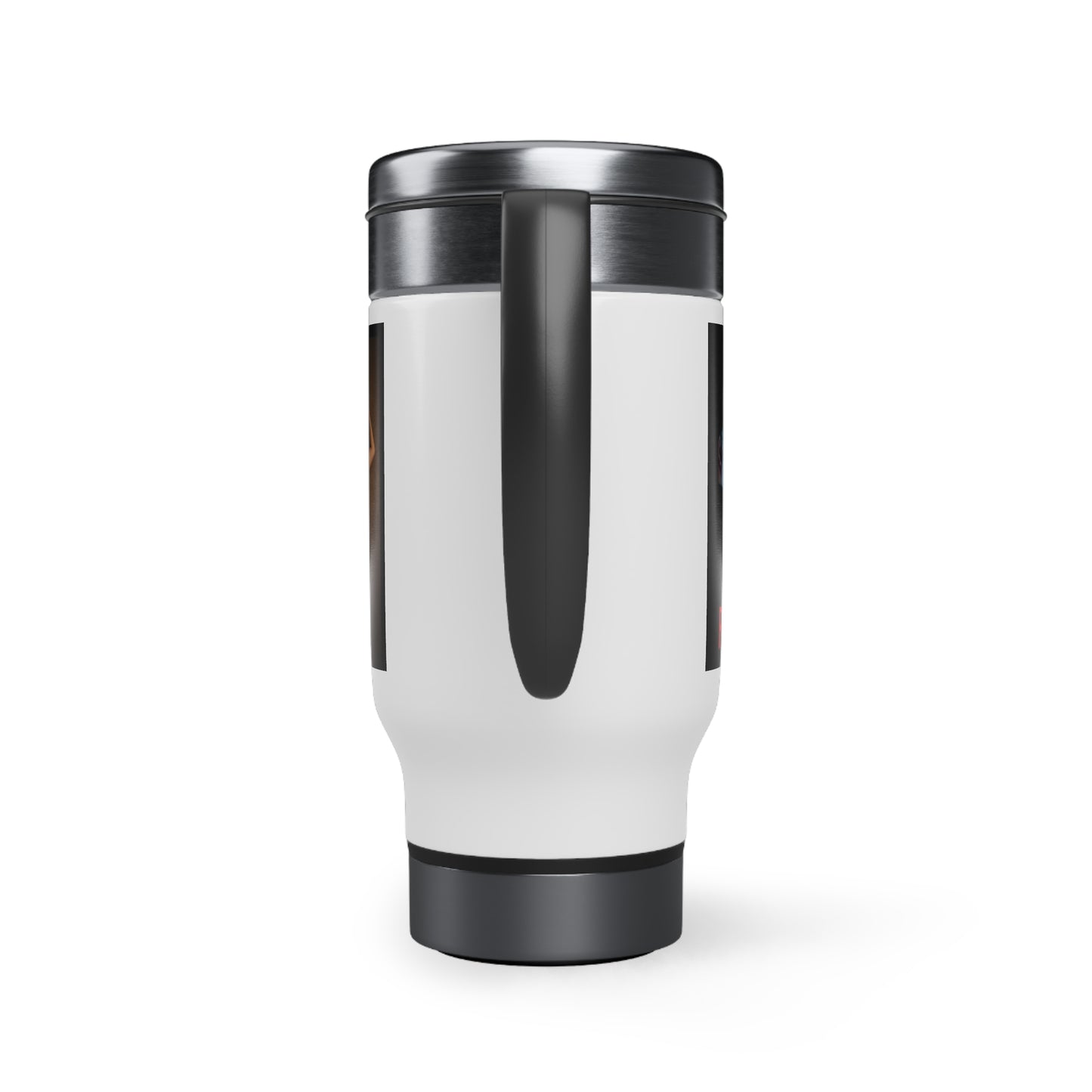 Hayhoe Studios' RIDESHARE and SiMP Poster Stainless Steel Travel Mug with Handle, 14oz